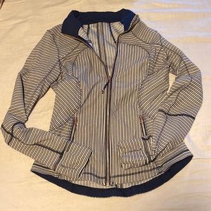 Lululemon Blue and Cream Striped Zip-up Jacket